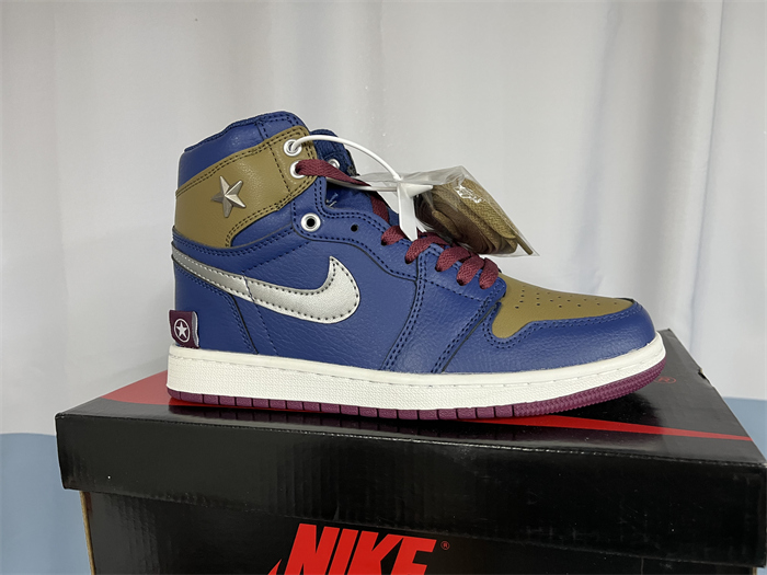 Men's Running Weapon Air Jordan 1 Blue/Olive Shoes 0575 Men's Running Weapon Air Jordan 1 Blue/Olive Shoes 0575